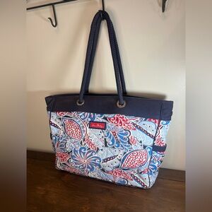 Vera Bradley Seaside Miller Tote Capri Blue Paisley Large Bag Purse Rope Handles